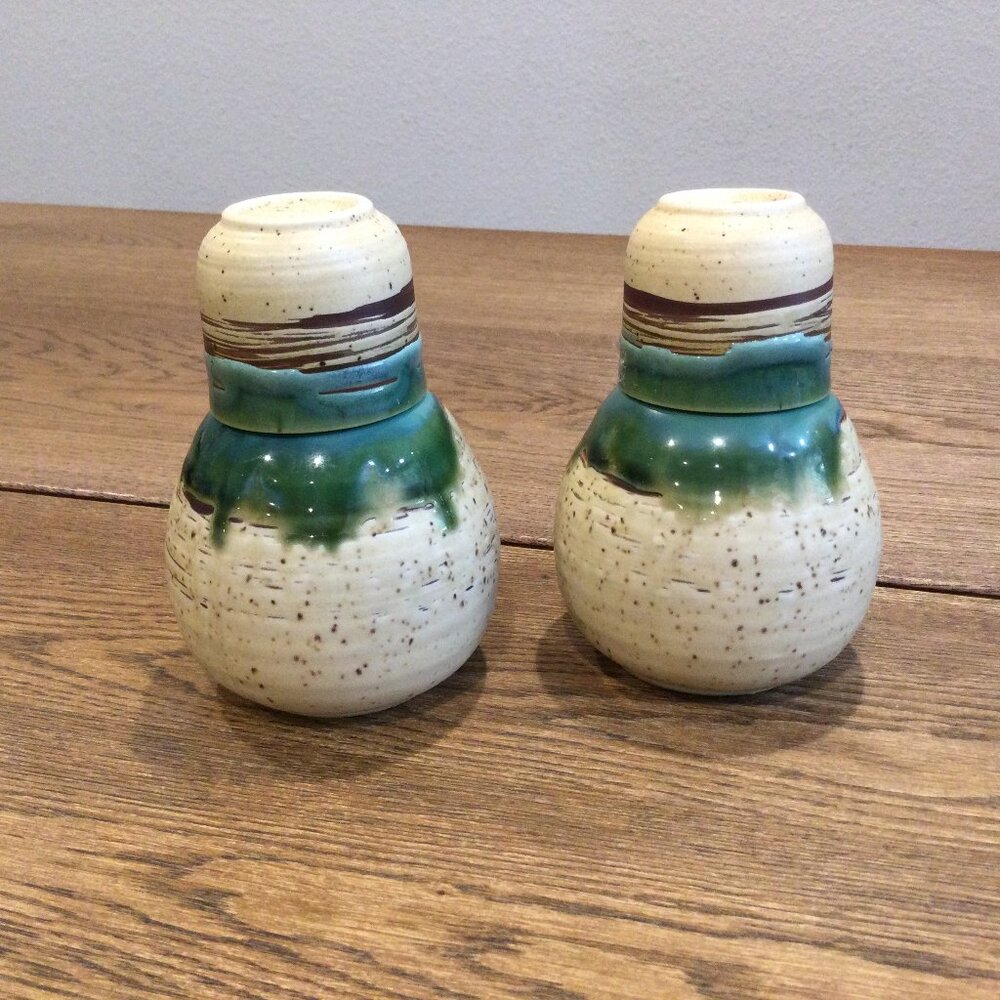 NEW Drip Glaze Studio Art Pottery  Japanese Sake Set 4 Piece